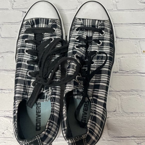 Converse All Star 517626F Women's 10 Black & White Plaid Sneakers Shoes Canvas - Picture 8 of 11